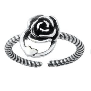 .925 Sterling Silver Rose Toe Ring Adjustable